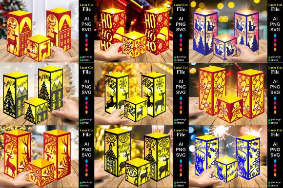 20 Christmas 3D Lantern SVG Bundle: Festive Shapes