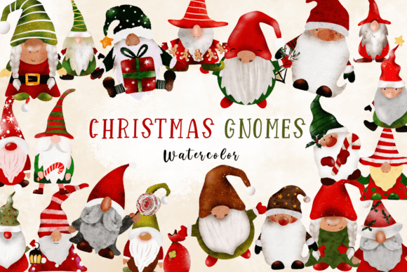 Christmas Gnomes Watercolor Set for Kits Amp