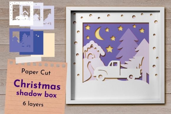 Christmas Layered Shadow Box, Light Box for Winter Amp