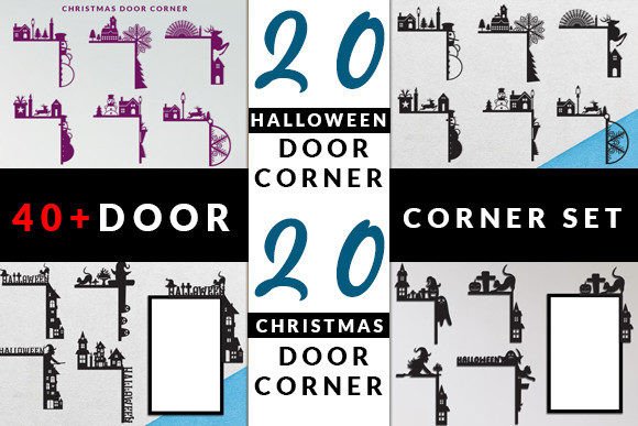 Halloween and Christmas Door Corner Set for Winter Amp