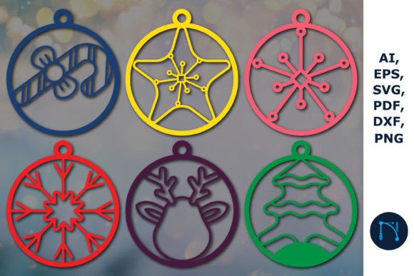 Laser Cut Christmas Ball Ornament Bundle for Winter Amp