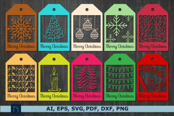 Laser Cut Christmas Gift Tag SVG Bundle for Winter Amp