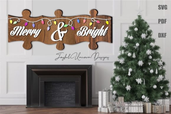 Merry and Bright Christmas Wall Puzzle for Winter Amp