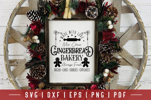 Mrs Claus Gingerbread Bakery SVG for Crafts