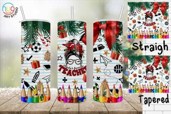 Santa's Favorite Teacher 20oz Tumbler Wraps
